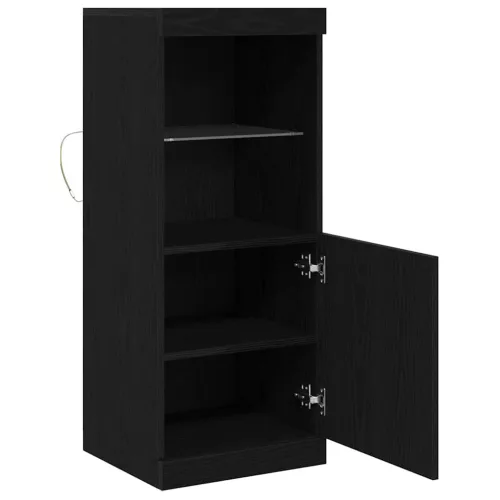 Széf LED -es lámpákkal Musta tammi 41 x 37 x 100 cm Faanyag