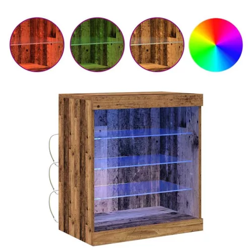 Széf LED -es lámpákkal Régi fa 60.5 x 37 x 67 cm Faanyag