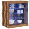 Széf LED -es lámpákkal Régi fa 60.5 x 37 x 67 cm Faanyag