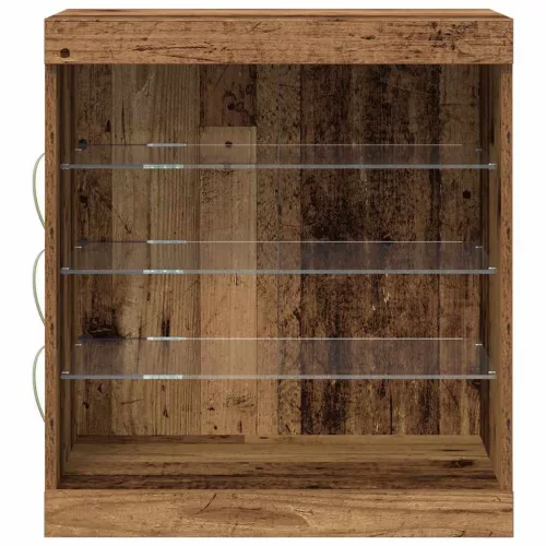 Széf LED -es lámpákkal Régi fa 60.5 x 37 x 67 cm Faanyag