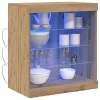 Széf LED -es lámpákkal kézműves tölgy 60.5 x 37 x 67 cm Faanyag
