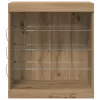 Széf LED -es lámpákkal kézműves tölgy 60.5 x 37 x 67 cm Faanyag