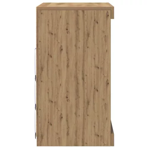 Széf LED -es lámpákkal kézműves tölgy 60.5 x 37 x 67 cm Faanyag