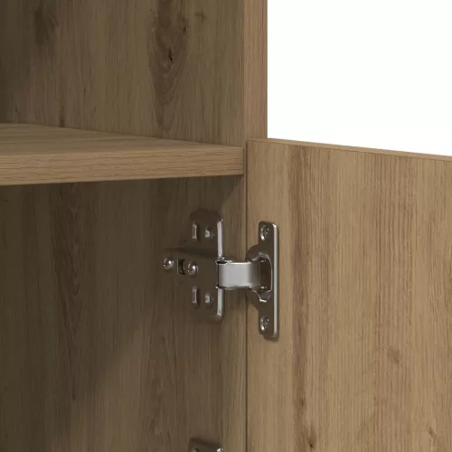Széf LED -es lámpákkal kézműves tölgy 60.5 x 37 x 67 cm Faanyag