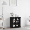 Széf LED -es lámpákkal Fekete tölgy 60.5 x 37 x 67 cm Faanyag