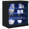 Széf LED -es lámpákkal Fekete tölgy 60.5 x 37 x 67 cm Faanyag