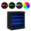 Széf LED -es lámpákkal Fekete tölgy 60.5 x 37 x 67 cm Faanyag