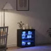 Széf LED -es lámpákkal Fekete tölgy 60.5 x 37 x 67 cm Faanyag