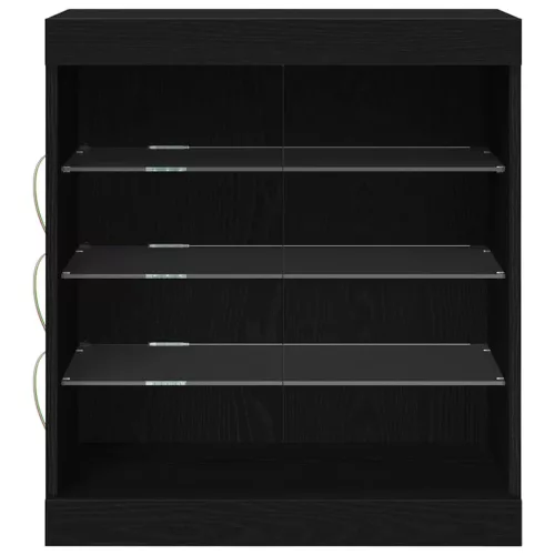 Széf LED -es lámpákkal Fekete tölgy 60.5 x 37 x 67 cm Faanyag