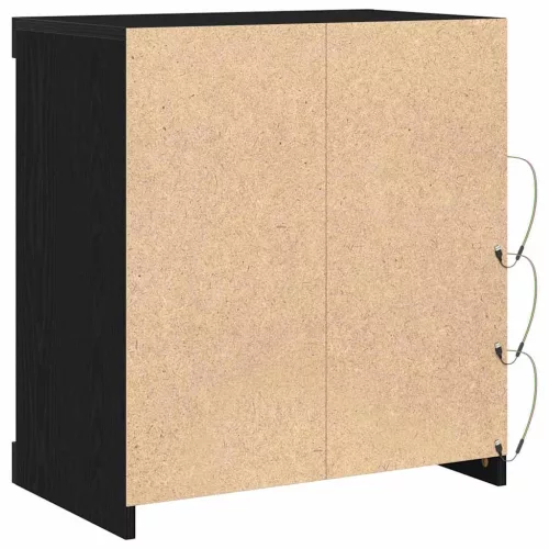 Széf LED -es lámpákkal Fekete tölgy 60.5 x 37 x 67 cm Faanyag