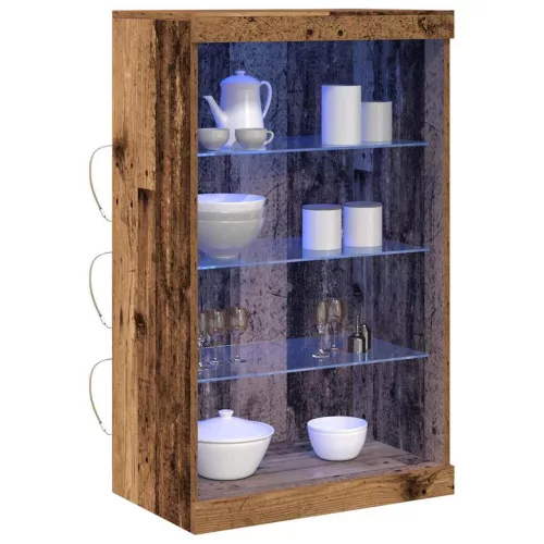 Széf LED -es lámpákkal Régi fa 60.5 x 37 x 100 cm Faanyag