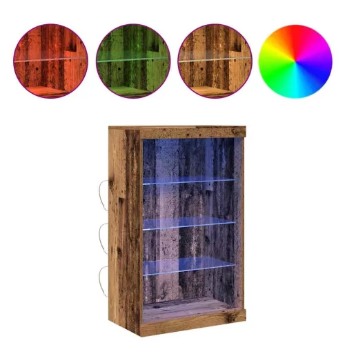 Széf LED -es lámpákkal Régi fa 60.5 x 37 x 100 cm Faanyag