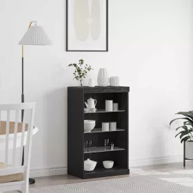   Széf LED -es lámpákkal Fekete tölgy 60.5 x 37 x 100 cm Faanyag