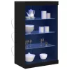 Széf LED -es lámpákkal Fekete tölgy 60.5 x 37 x 100 cm Faanyag