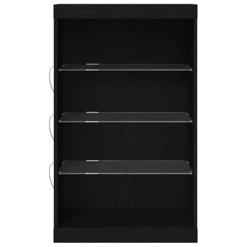 Széf LED -es lámpákkal Fekete tölgy 60.5 x 37 x 100 cm Faanyag