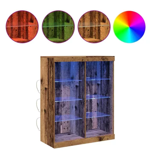 Széf LED -es lámpákkal Régi fa 41 x 37 x 100 cm Faanyag