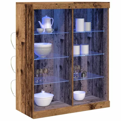 Széf LED -es lámpákkal Régi fa 41 x 37 x 100 cm Faanyag