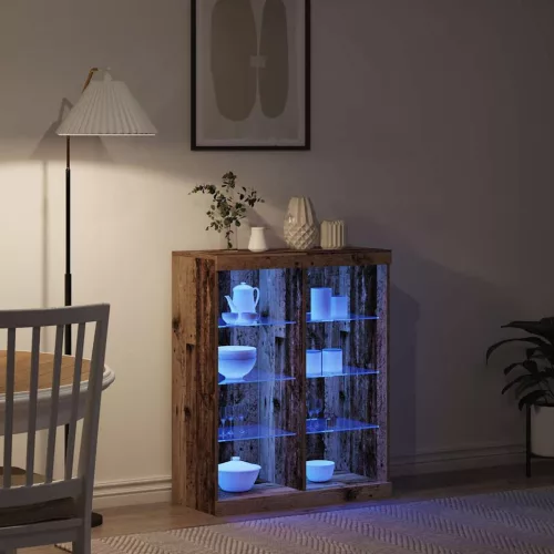 Széf LED -es lámpákkal Régi fa 41 x 37 x 100 cm Faanyag