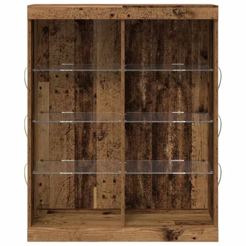 Széf LED -es lámpákkal Régi fa 41 x 37 x 100 cm Faanyag