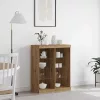Széf LED -es lámpákkal kézműves tölgy 41 x 37 x 100 cm Faanyag