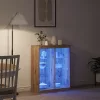 Széf LED -es lámpákkal kézműves tölgy 41 x 37 x 100 cm Faanyag