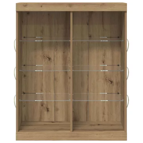 Széf LED -es lámpákkal kézműves tölgy 41 x 37 x 100 cm Faanyag