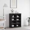 Széf LED -es lámpákkal Musta tammi 41 x 37 x 100 cm Faanyag