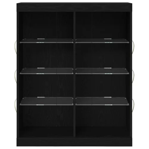 Széf LED -es lámpákkal Musta tammi 41 x 37 x 100 cm Faanyag