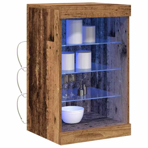 Széf LED -es lámpákkal Régi fa 41 x 37 x 67 cm Faanyag