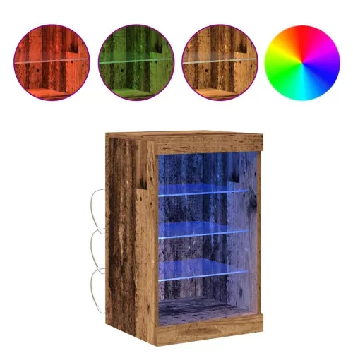 Széf LED -es lámpákkal Régi fa 41 x 37 x 67 cm Faanyag