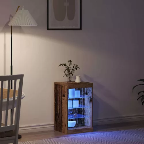 Széf LED -es lámpákkal Régi fa 41 x 37 x 67 cm Faanyag