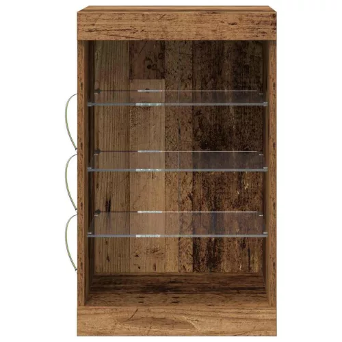 Széf LED -es lámpákkal Régi fa 41 x 37 x 67 cm Faanyag