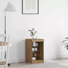   Széf LED -es lámpákkal kézműves tölgy 41 x 37 x 67 cm Faanyag