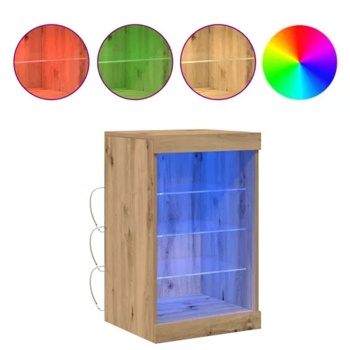 Széf LED -es lámpákkal kézműves tölgy 41 x 37 x 67 cm Faanyag