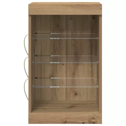 Széf LED -es lámpákkal kézműves tölgy 41 x 37 x 67 cm Faanyag