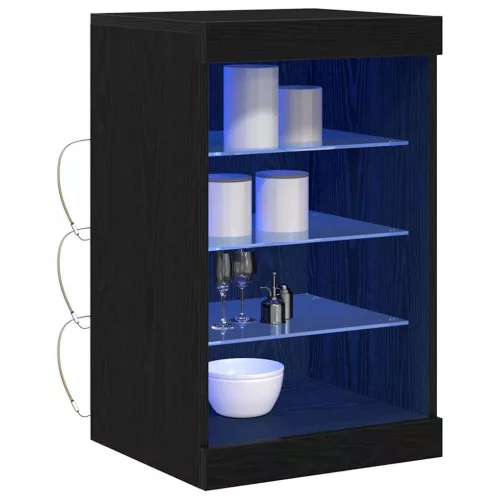 Széf LED -es lámpákkal Fekete tölgy 41 x 37 x 67 cm Faanyag