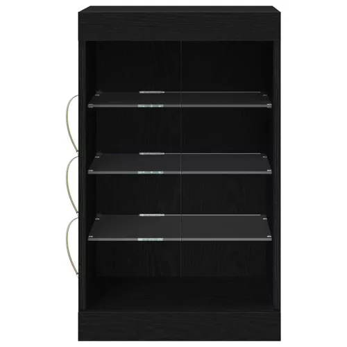 Széf LED -es lámpákkal Fekete tölgy 41 x 37 x 67 cm Faanyag