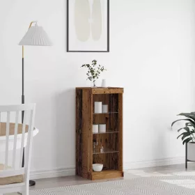 Széf LED -es lámpákkal Régi fa 41 x 37 x 100 cm Faanyag