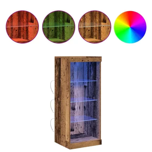 Széf LED -es lámpákkal Régi fa 41 x 37 x 100 cm Faanyag