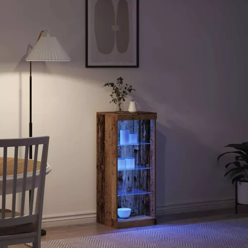 Széf LED -es lámpákkal Régi fa 41 x 37 x 100 cm Faanyag