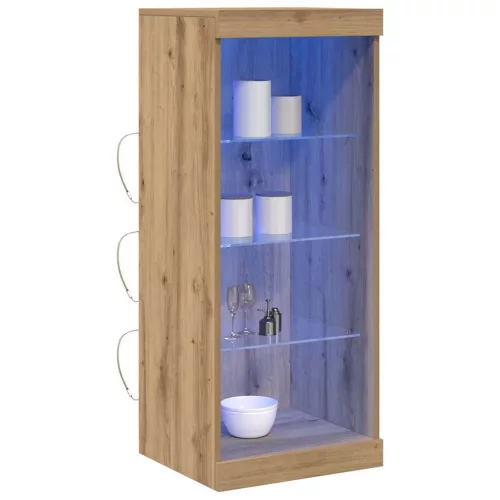 Széf LED -es lámpákkal kézműves tölgy 41 x 37 x 100 cm Faanyag