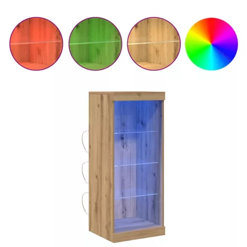 Széf LED -es lámpákkal kézműves tölgy 41 x 37 x 100 cm Faanyag