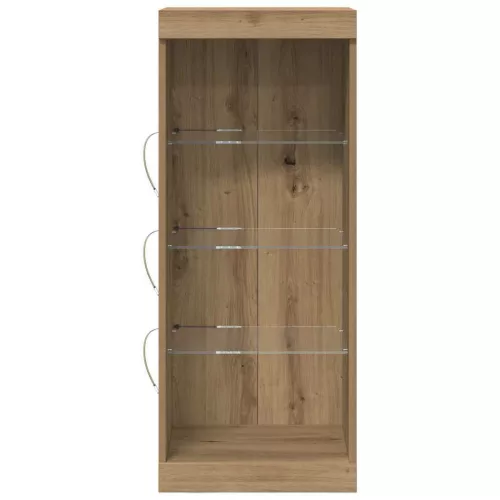 Széf LED -es lámpákkal kézműves tölgy 41 x 37 x 100 cm Faanyag