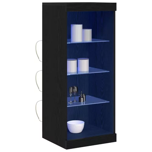 Széf LED -es lámpákkal Musta tammi 41 x 37 x 100 cm Faanyag