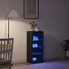 Széf LED -es lámpákkal Musta tammi 41 x 37 x 100 cm Faanyag