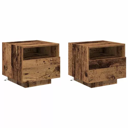 Éjjeli szekrény fiókkal 2 pcs Régi fa 40 x 39 x 37 cm Faanyag