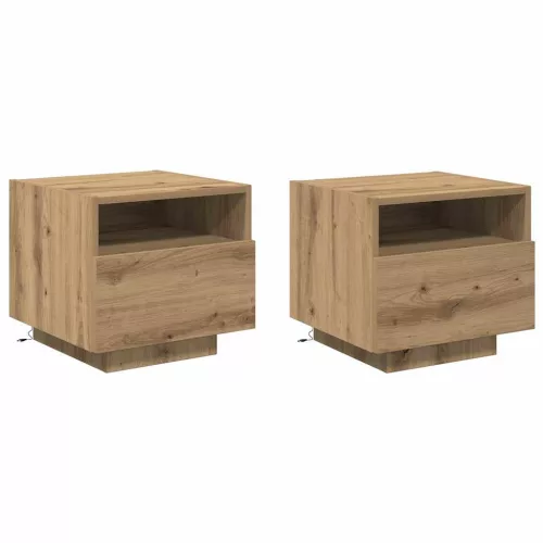 Éjjeli szekrény 2 pcs kézműves tölgy 40 x 39 x 37 cm Faanyag