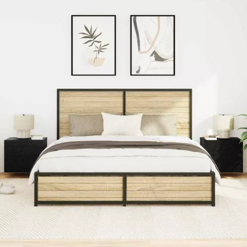 Fali éjjeli szekrény 2 pcs Musta tammi 50 x 39 x 41 cm Faanyag