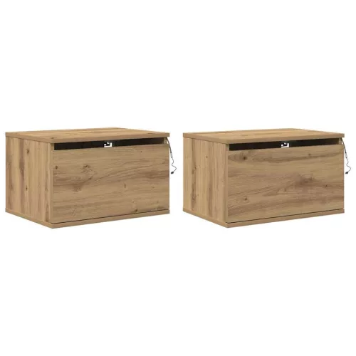 Fali éjjeli szekrény with 2 pcs kézműves tölgy 50 x 36 x 30 cm