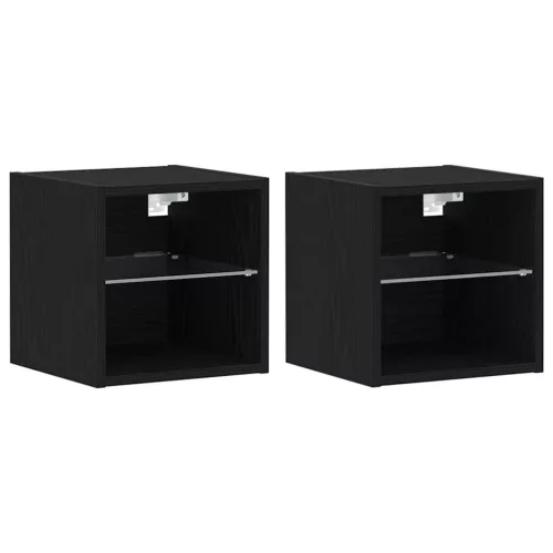 TV szekrény 2 pcs Fekete 30 x 28.5 x 30 cm Faanyag